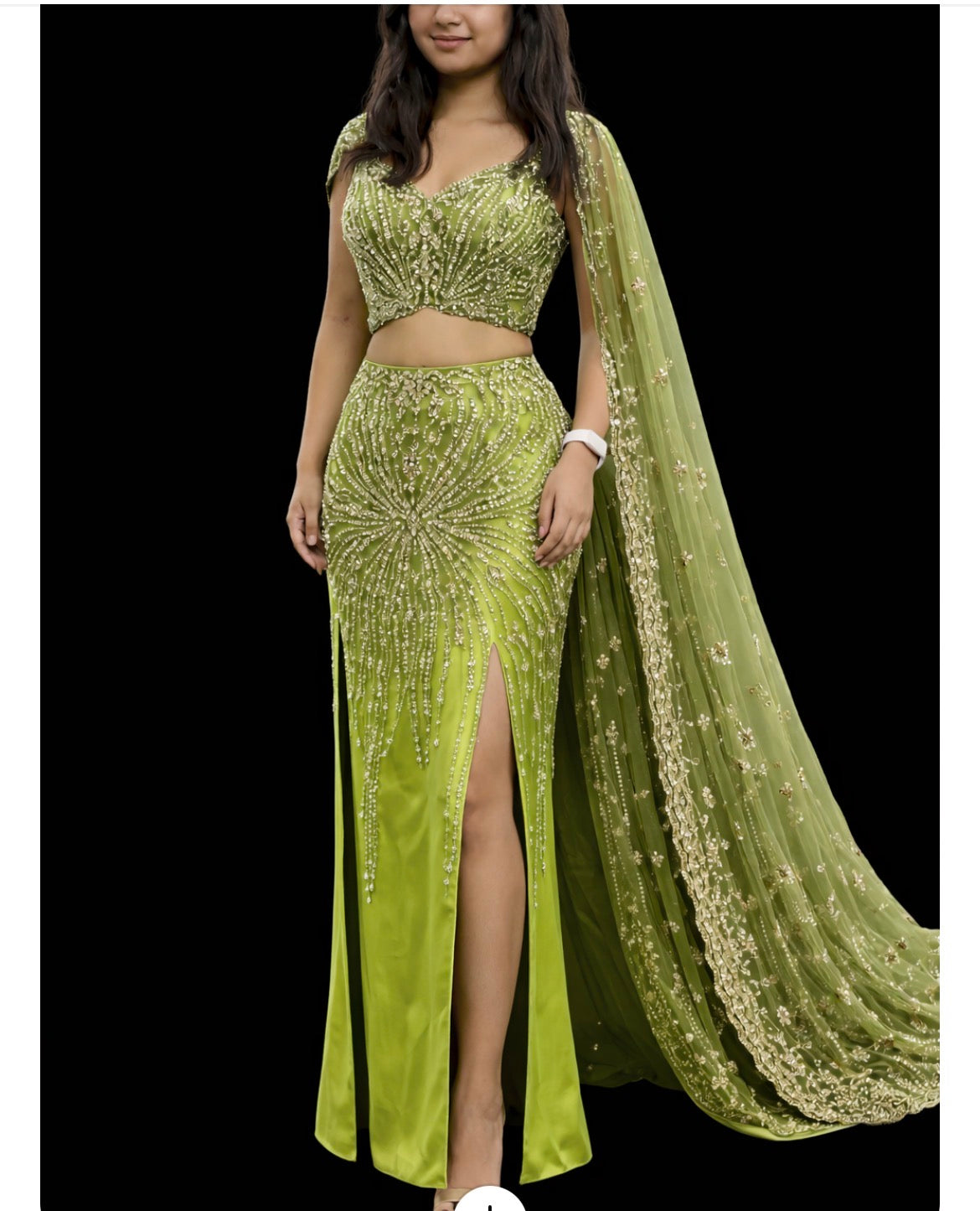 Peacock Blue A line skirt set.