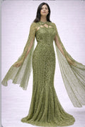 Royal Mehndi Green Beaded Mermaid Gown