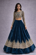 Peacock Blue A line skirt set.