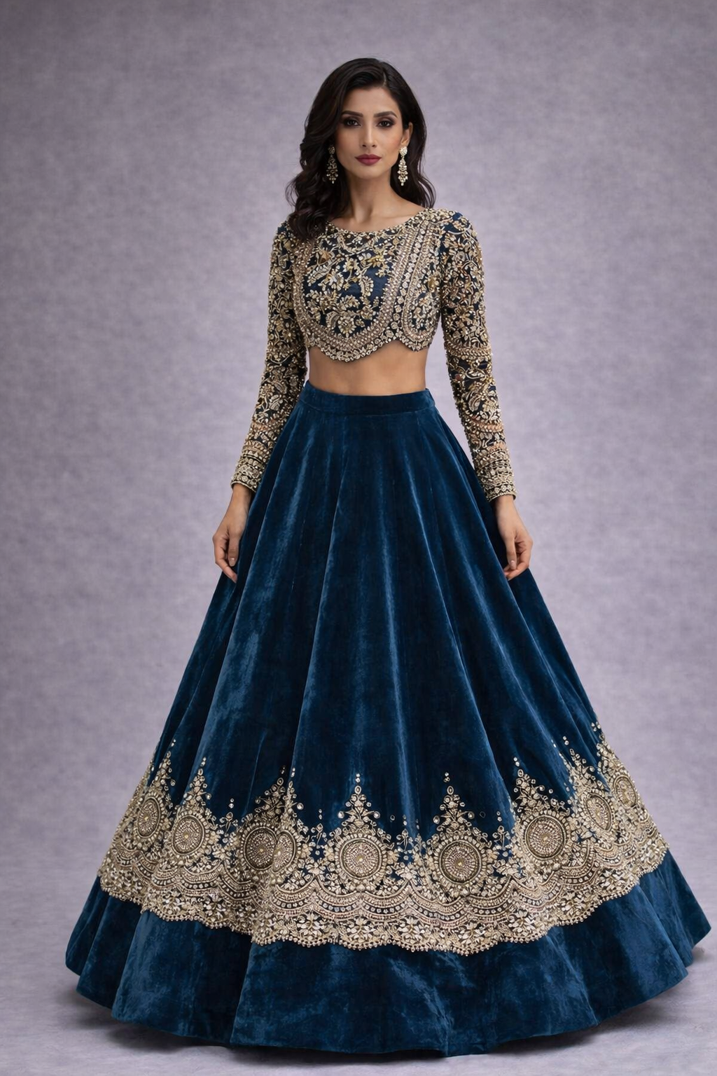 Peacock Blue A line skirt set.